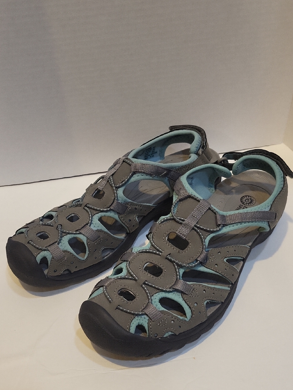 Earth Spirit Sport Trail Sandals, Grey & Light Teal Outdoor Sport Sandals
